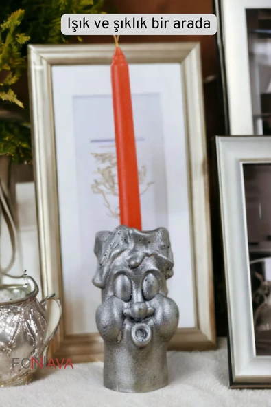 Fonnava Şamdan Mumluk Dekoratif Mumluk Tealight Mumluk Gümüş Eskitme Renk Model 3 - 3