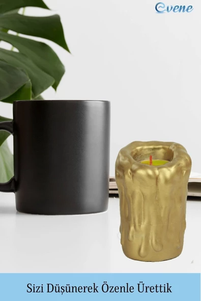Evene Altın Mumluk Şamdan Tealight Mum Uyumlu Büyük Erimiş Mum Model - 5