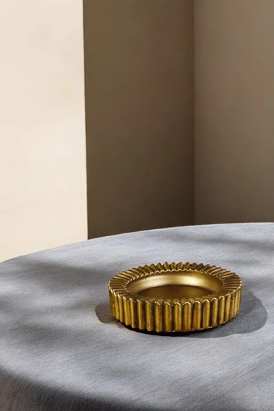 Evene Küllük Altın Eskitme Kül Tablası Dekoratif Küllük Model 5 ürün görseli 1