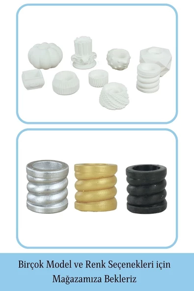 Evene Beyaz Mumluk Şamdan Tealight Ve Ince Mum Uyumlu Spiral Model - Resim 6