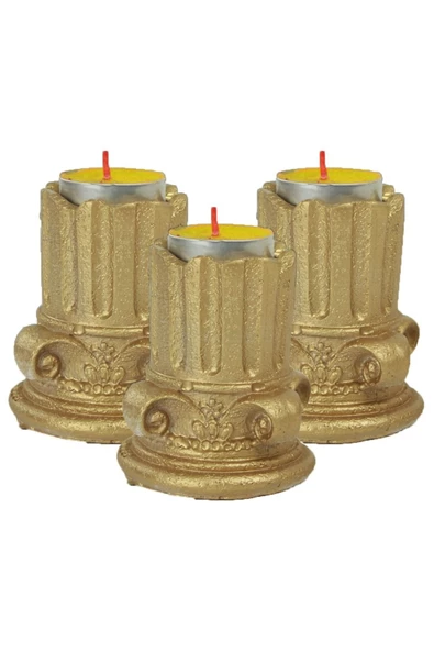 Evene Dekoratif Mumluk Tealight Mumluk Şamdan Mumluk 3 Lü Şamdan Model 39