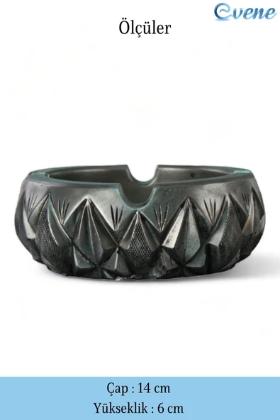 Evene Küllük Gümüş Eskitme Kül Tablası Dekoratif Küllük 2 Adet Model 3 - Resim 2