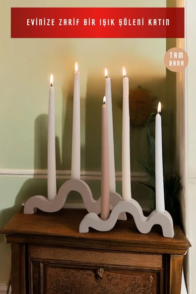 tambana Dekoratif Mumluk Set Şamdan El Yapımı Model 13 - Resim 2