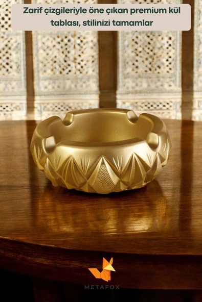 METAFOX Küllük Kül Tablası Sigara Küllüğü Altın Renk Model 3 - Resim 2