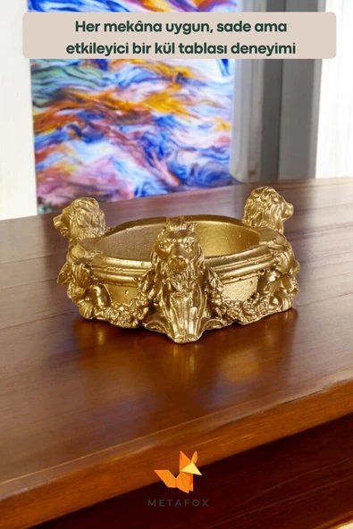 METAFOX Küllük Kül Tablası Sigara Küllüğü Altın Renk Model 7 - Resim 5