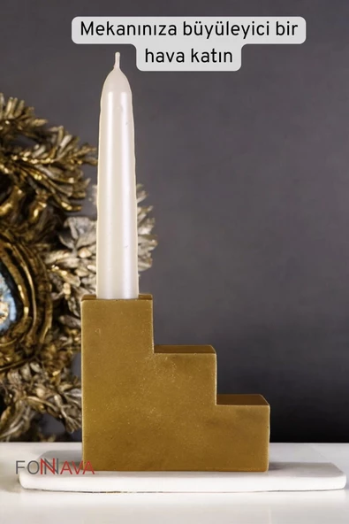 Fonnava Şamdan Mumluk Dekoratif Mumluk Tealight Mumluk Altın Eskitme Renk Model 18 - Resim 2