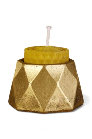 Evene Mumluk Şamdan Ince Mum Uyumlu Altın Eskitme Renk Model 45 ürün görseli 1