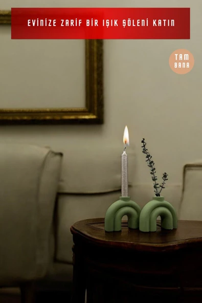 tambana Dekoratif Mumluk Set Şamdan El Yapımı Model 43 - Resim 2