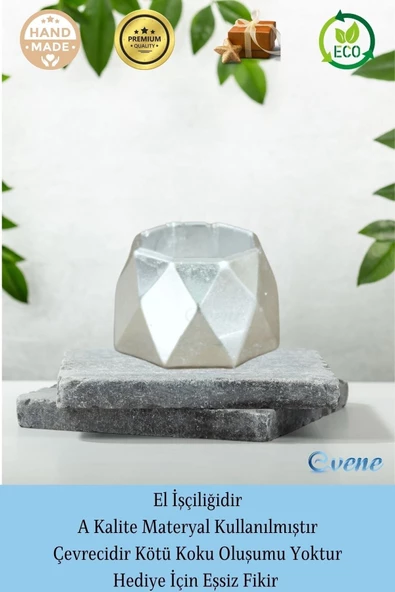 Evene Gümüş Mumluk Şamdan Tealight Mum Uyumlu Poly Küçük 1 Model - 8