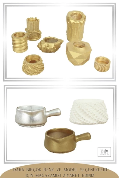 Stein Kohle Şamdanlık Dekoratif Şamdan Mumluk Tealight Mumluk Model 24 - Resim 5