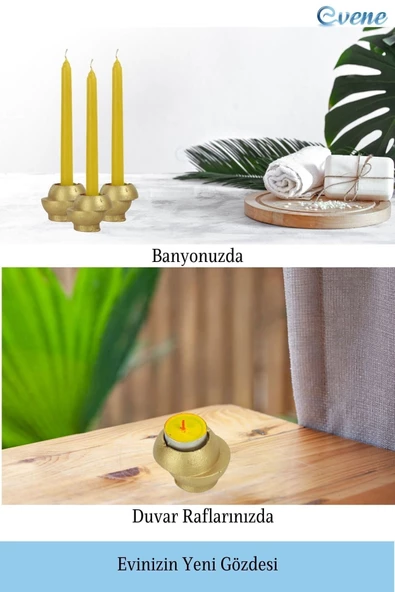 Evene Dekoratif Mumluk Tealight Mumluk Şamdan Mumluk 3 Lü Şamdan Model 25 - 5