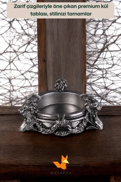 METAFOX Küllük Kül Tablası Sigara Küllüğü Gümüş Eskitme Renk Model 7 - Resim 2