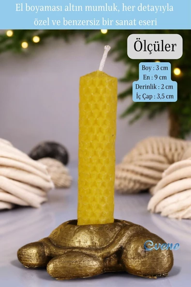 Evene Altın Eskitme Mumluk Şamdan Ince Mum Uyumlu Model 41 - 2