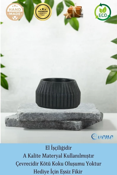 Evene Siyah Mumluk Şamdan Tealight Mum Uyumlu Çizgili Model - 8