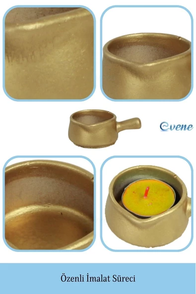 Evene Dekoratif Mumluk Tealight Mumluk Şamdan Mumluk 3 Lü Şamdan Model 24 - Resim 7