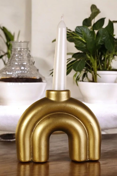 Fonnava Şamdan Mumluk Dekoratif Mumluk Tealight Mumluk Altın Eskitme Renk Model 43 ürün görseli 1
