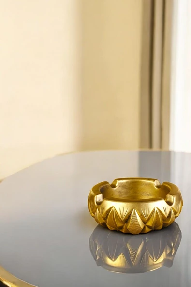 Evene Küllük Altın Eskitme Kül Tablası Dekoratif Küllük Model 3 ürün görseli 1