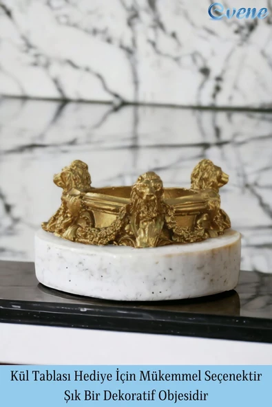 Evene Küllük Altın Kül Tablası Dekoratif Küllük 4 Adet Model 7 - Resim 3