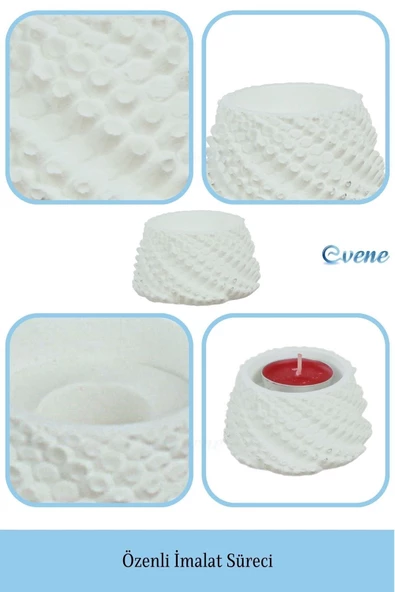 Evene Dekoratif Mumluk Tealight Mumluk Şamdan Mumluk 3 Lü Şamdan Model 40 - Resim 7