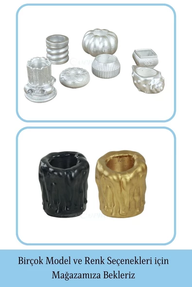 Evene Dekoratif Mumluk Tealight Mumluk Şamdan Mumluk 3 Lü Şamdan Model 30 - 6
