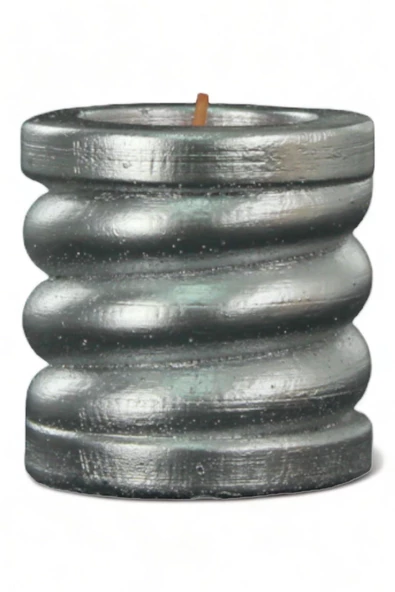 Evene Gümüş Mumluk Şamdan Tealight Ve Ince Mum Uyumlu Spiral Model