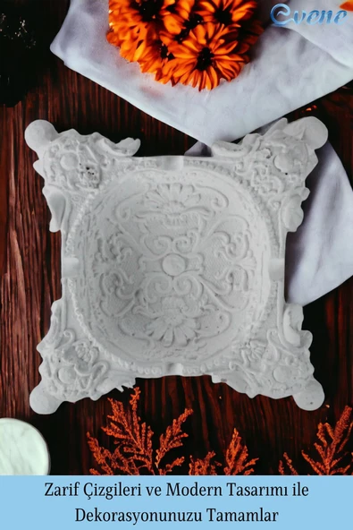 Evene Küllük Beyaz Kül Tablası Dekoratif Küllük 4 Adet Model 6 - Resim 4