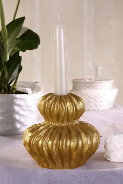 Fonnava Şamdan Mumluk Dekoratif Mumluk Tealight Mumluk Altın Eskitme Renk Model 19 ürün görseli