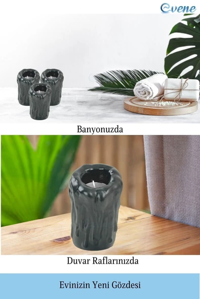 Evene Dekoratif Mumluk Tealight Mumluk Şamdan Mumluk 3 Lü Şamdan Model 29 - 5