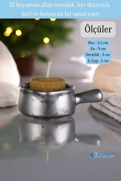 Evene Mumluk Şamdan Ince Mum Uyumlu Gümüş Eskitme Renk Model 24 - Resim 2