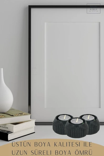 Stein Kohle Şamdanlık Dekoratif Şamdan Mumluk Tealight Mumluk Model 38 - 4