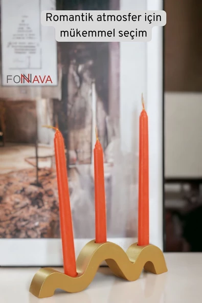 Fonnava Şamdan Mumluk Dekoratif Mumluk Tealight Mumluk Altın Renk Model 13 - 3