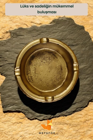 METAFOX Küllük Kül Tablası Sigara Küllüğü Altın Eskitme Renk Model 4 - Resim 3