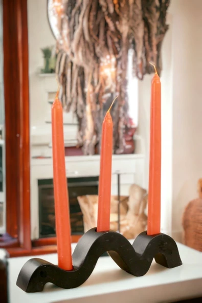Fonnava Şamdan Mumluk Dekoratif Mumluk Tealight Mumluk Model 13 Siyah Renk