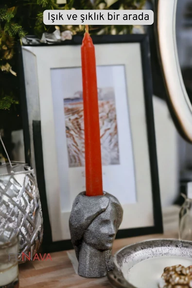 Fonnava Şamdan Mumluk Dekoratif Mumluk Tealight Mumluk Gümüş Eskitme Renk Model 11 - Resim 3