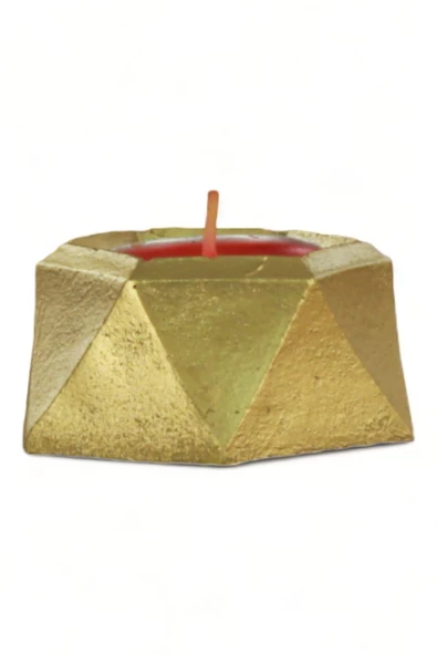 Evene Altın Mumluk Şamdan Tealight Mum Uyumlu Poly Küçük 2 Model