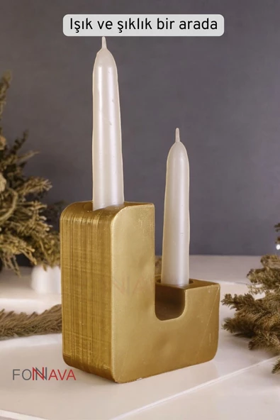 Fonnava Şamdan Mumluk Dekoratif Mumluk Tealight Mumluk Altın Eskitme Renk Model 12 - 3