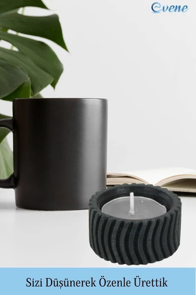 Evene Siyah Mumluk Şamdan Tealight Mum Uyumlu Tekerlek Model - 5