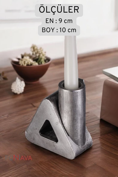Fonnava Şamdan Mumluk Dekoratif Mumluk Tealight Mumluk Gümüş Eskitme Renk Model 6 - Resim 4
