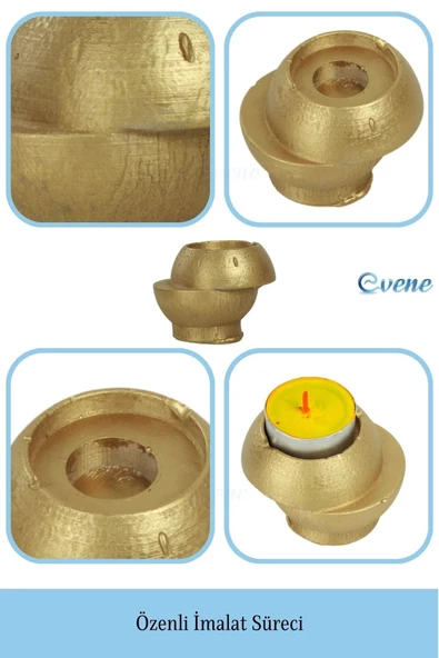 Evene Dekoratif Mumluk Tealight Mumluk Şamdan Mumluk 3 Lü Şamdan Model 25 - 7