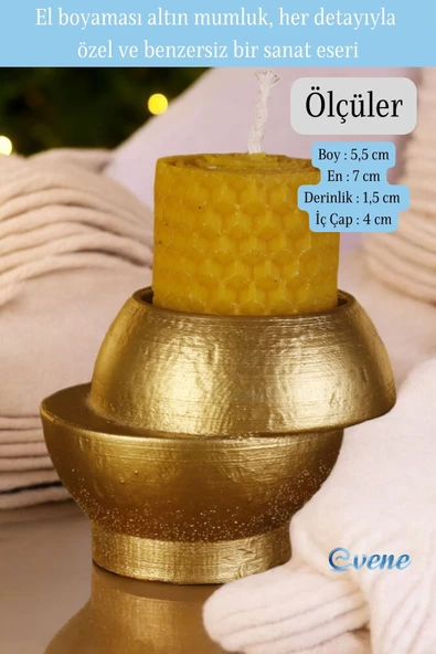 Evene Altın Mumluk Şamdan Tealight Ve Ince Mum Uyumlu Kesik Model - 2