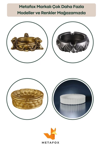 METAFOX Küllük Kül Tablası Sigara Küllüğü Altın Eskitme Renk Model 4 - Resim 6