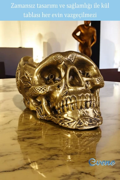 Evene Küllük Altın Eskitme Kül Tablası Dekoratif Küllük Model 8 - Resim 5