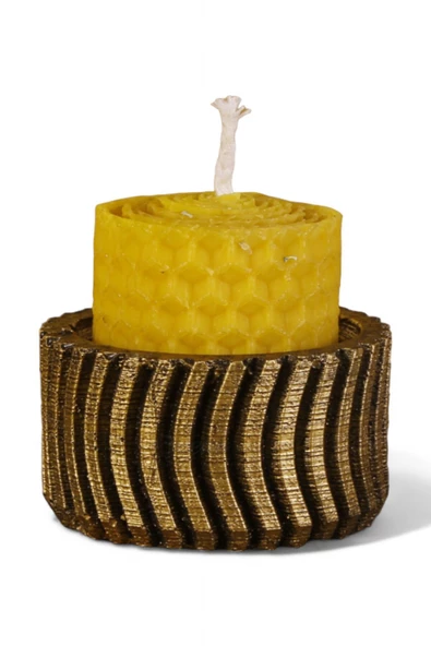 Evene Altın Eskitme Mumluk Şamdan Tealight Mum Uyumlu Tekerlek Model ürün görseli 1