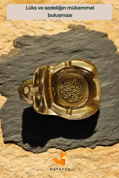 METAFOX Küllük Kül Tablası Sigara Küllüğü Altın Eskitme Renk Model 8 - Resim 3