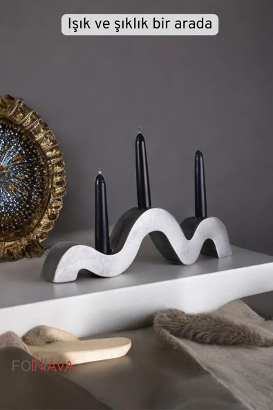 Fonnava Şamdan Mumluk Dekoratif Mumluk Tealight Mumluk Gümüş Eskitme Renk Model 13 - 3