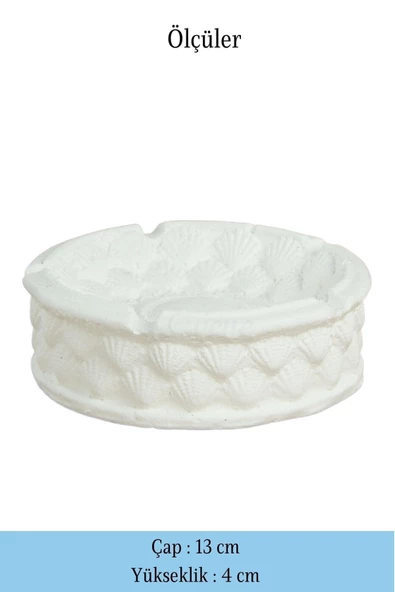 Evene Küllük Beyaz Renk Kül Tablası Dekoratif Küllük Istiridye Model - Resim 2