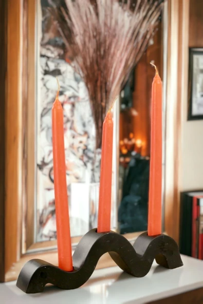 Fonnava Şamdan Mumluk Dekoratif Mumluk Tealight Mumluk Model 13 Siyah Renk - 2
