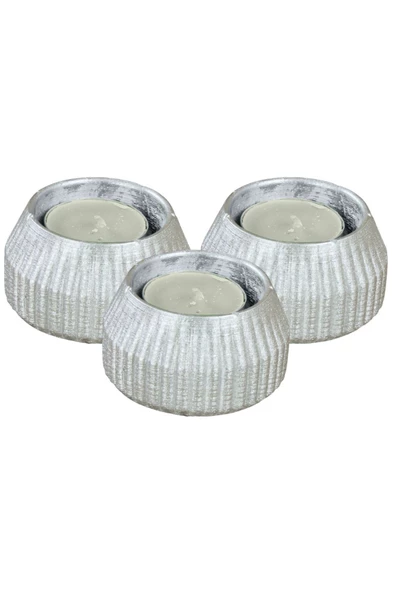 Evene Dekoratif Mumluk Tealight Mumluk Şamdan Mumluk 3 Lü Şamdan Model 38 ürün görseli 1