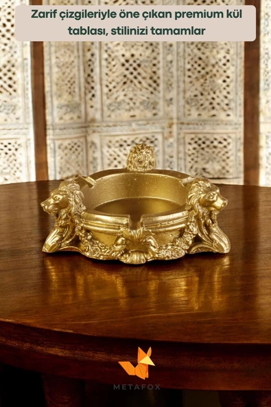 METAFOX Küllük Kül Tablası Sigara Küllüğü Altın Renk Model 7 - Resim 2
