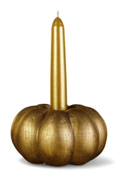 Evene Altın Eskitme Mumluk Şamdan Tealight Ve Ince Mum Uyumlu Kabak Model ürün görseli 1